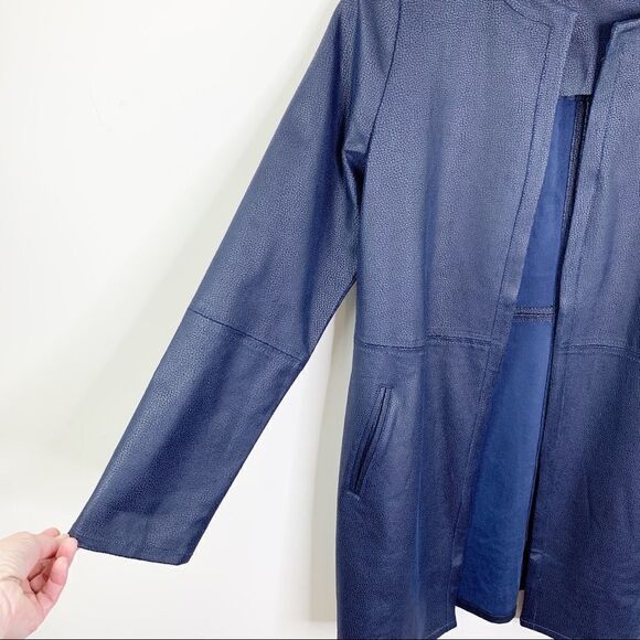 Chico’s Navy Vegan Leather/Suede Jacket Topper XS/2 - Picture 4 of 15